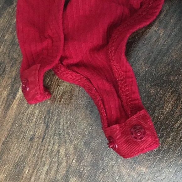 Flamenco Red Ruffle Collar 3/4 Sleeve Bamboo Bodysuit - Picture 7 of 15